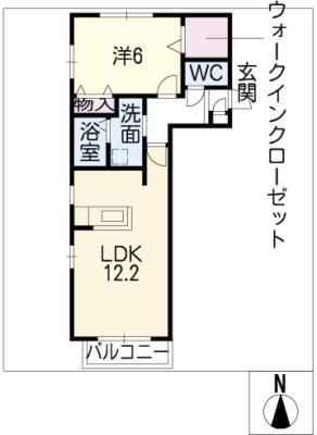 グランソレーユN棟(1LDK/1階)の間取り写真