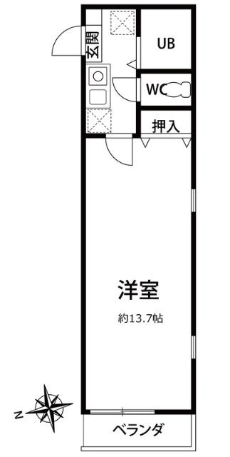 ミリアビタ実籾A(1K/2階)の間取り写真