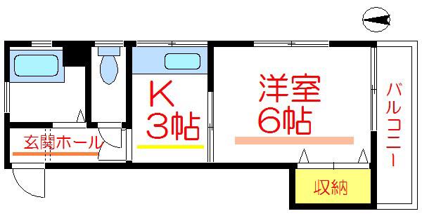 アドバンスシティ錦糸町(1K/2階)の間取り写真