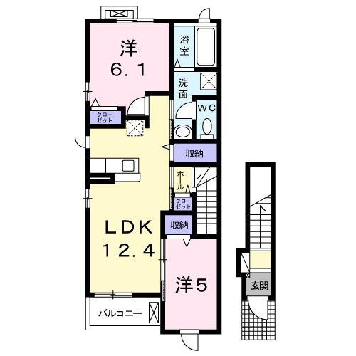 SURF SIDE このはな(2LDK/2階)の間取り写真