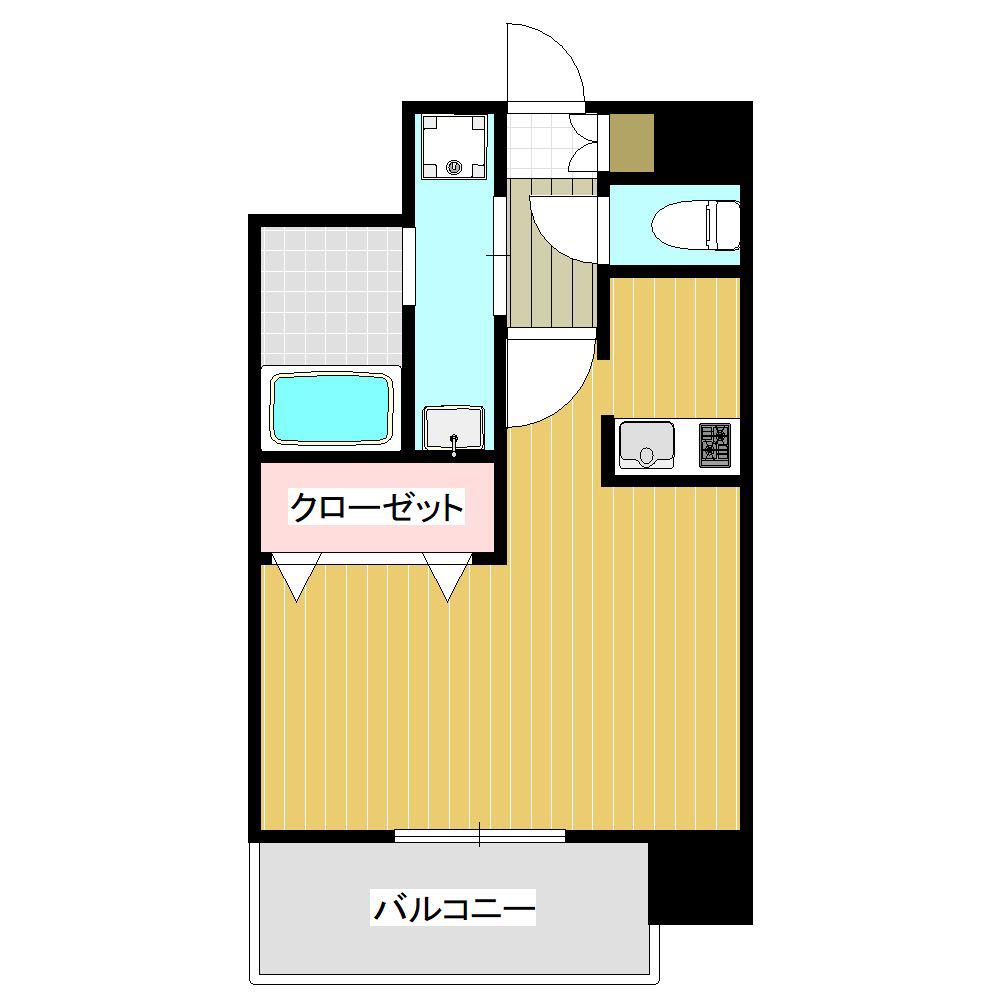 エンクレストベイ天神東II(ワンルーム/12階)の間取り写真