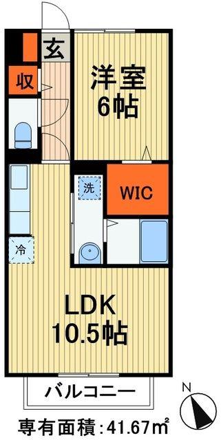 エスポワール緑が丘(1LDK/2階)の間取り写真
