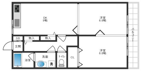 ヴィラミシカ(1LDK/2階)の間取り写真
