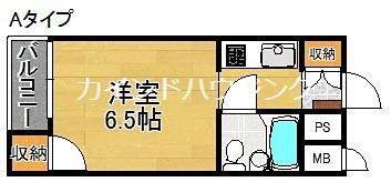 ポアール住之江(ワンルーム/4階)の間取り写真