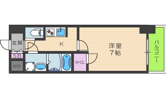 LA DOUCEUR西天満(1K/11階)の間取り写真