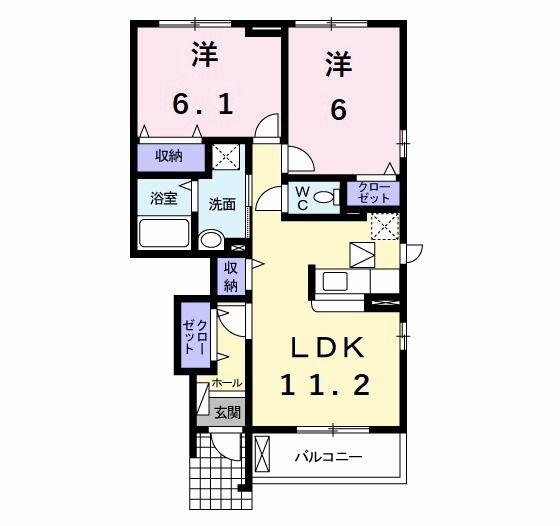 グレイス リリー B(2LDK/1階)の間取り写真
