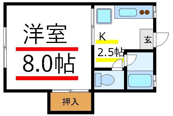 山本コーポ(1K/2階)の間取り写真