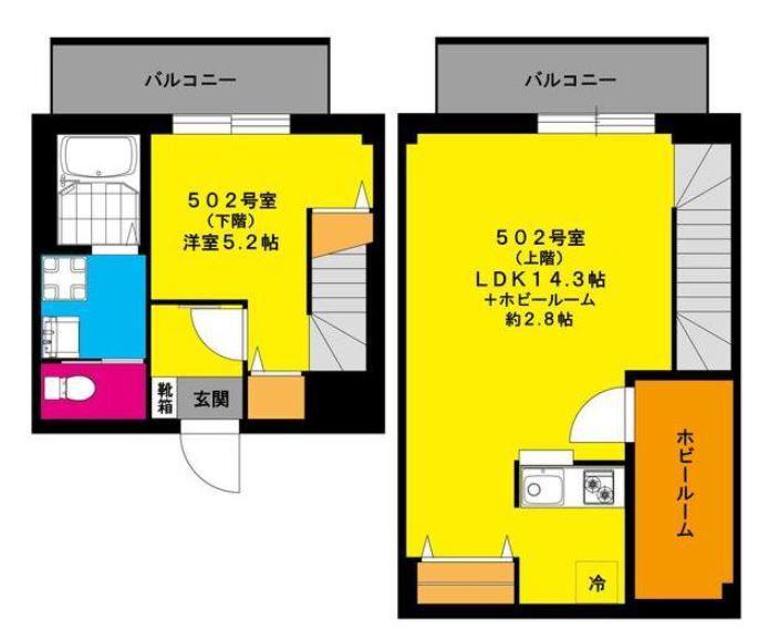 B CASA 山下町(1SLDK/5階)の間取り写真