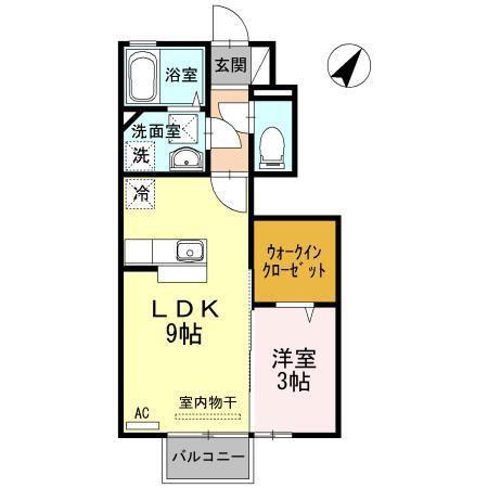 D-ROOM魚津ウエスト(1LDK/1階)の間取り写真