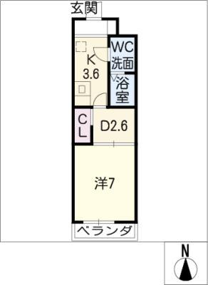 K.プレイス(1DK/3階)の間取り写真