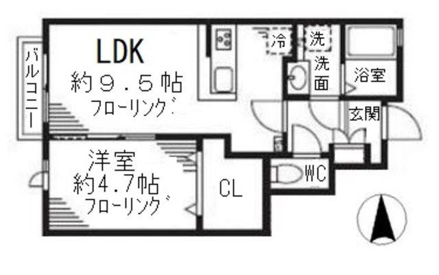 デザインコート国立(1LDK/1階)の間取り写真