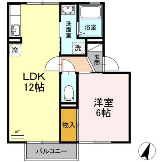 セジュール梅林(1LDK/2階)の間取り写真
