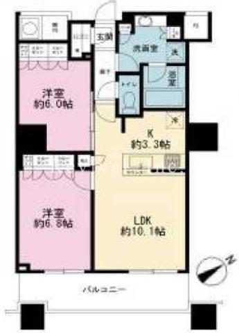 ザ・パークハウス西新宿タワー60(2LDK/20階)の間取り写真