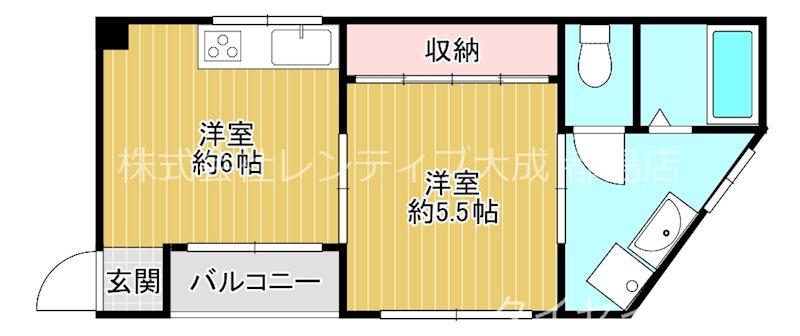 アムール1(1DK/4階)の間取り写真