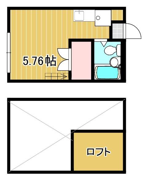 近藤ハイム(ワンルーム/2階)の間取り写真