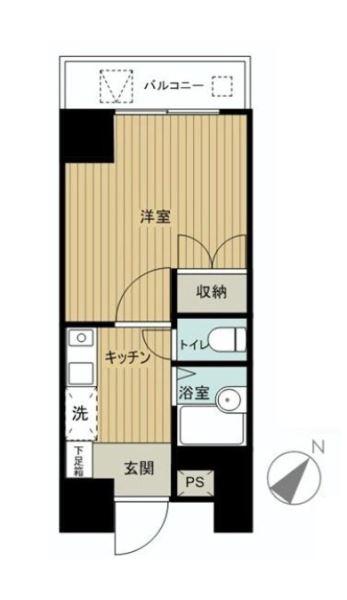 グランヴァン水天宮(1K/4階)の間取り写真