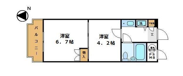 日興パレス登戸(2K/1階)の間取り写真
