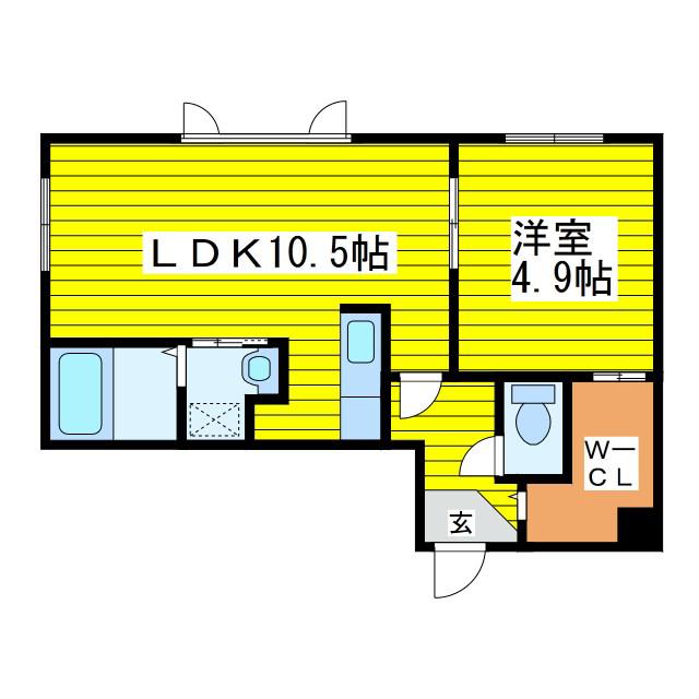 コートヴィラ札幌(1LDK/2階)の間取り写真