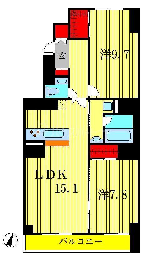 TS GARDEN北柏 2号棟(2LDK/2階)の間取り写真