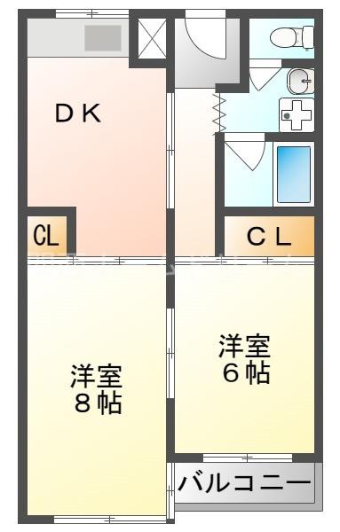シティーライフ下島(2DK/2階)の間取り写真