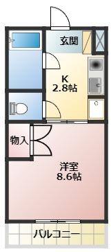 ユーアイハイツ(1K/1階)の間取り写真