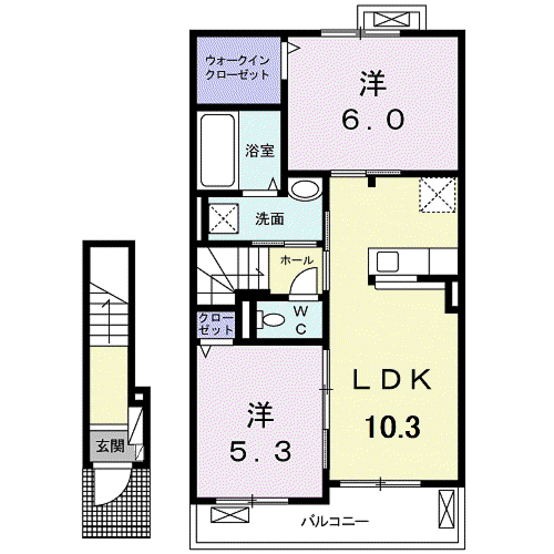 雅 六番館(2LDK/2階)の間取り写真