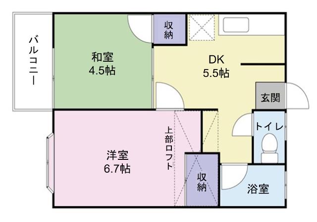 サンヒルズ富谷(2DK/2階)の間取り写真