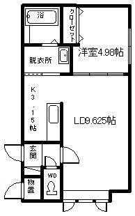 シャルマン春光B(1LDK/2階)の間取り写真