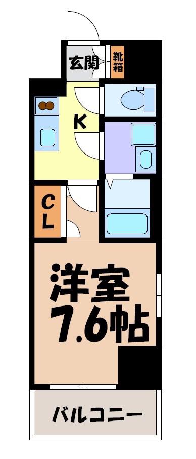 エスリード栄ラ・ヴィ(1K/8階)の間取り写真