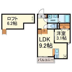 FAMILY STAGE川名II(1LDK/2階)の間取り写真