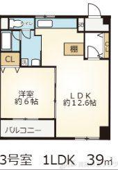 ハイツ小松(1LDK/4階)の間取り写真