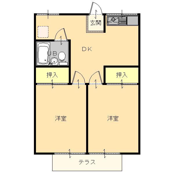 コーポブライト3(2DK/1階)の間取り写真