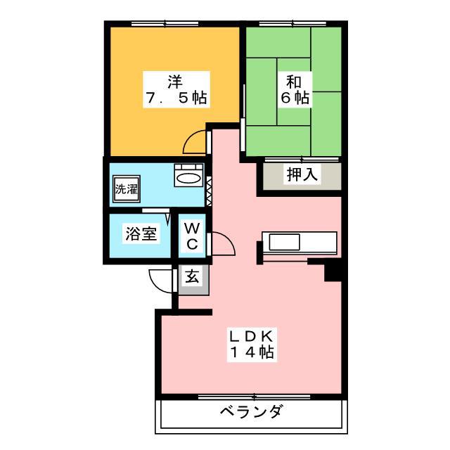 PROSPER 千代田町(2LDK/3階)の間取り写真