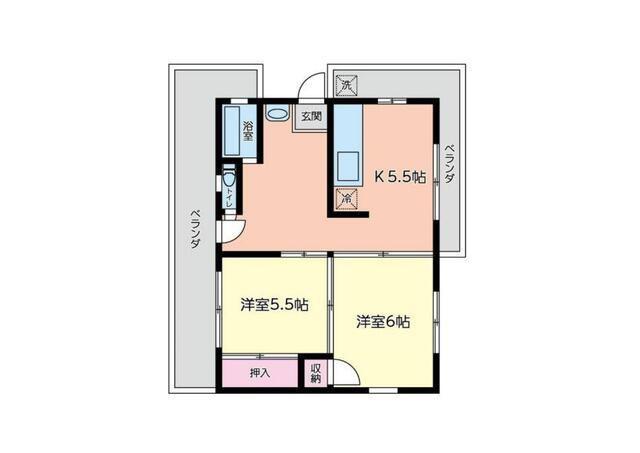 薫ビル(2DK/4階)の間取り写真