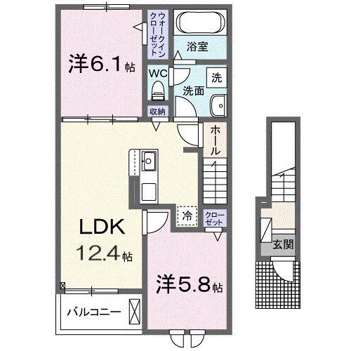 ヒカルサ大宮南中丸サウス(2LDK/2階)の間取り写真