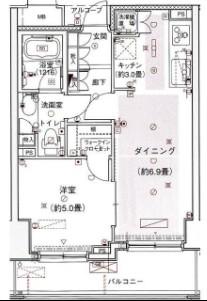 グローリオ白金高輪(1LDK/7階)の間取り写真