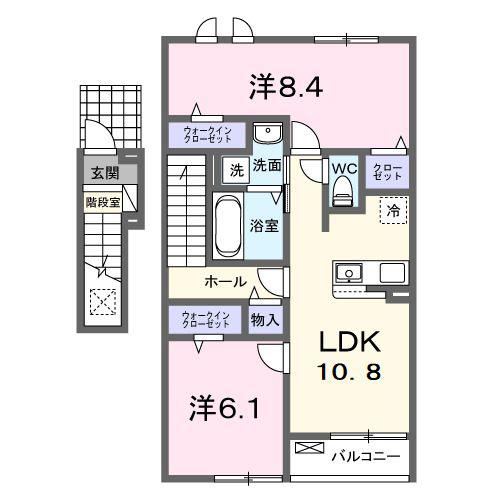 グリーシナ(2LDK/2階)の間取り写真