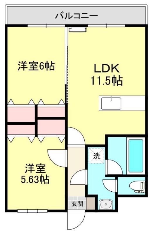グランデールIZG(2LDK/4階)の間取り写真