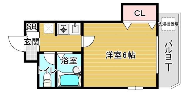 ハーモニー弁天(1K/4階)の間取り写真