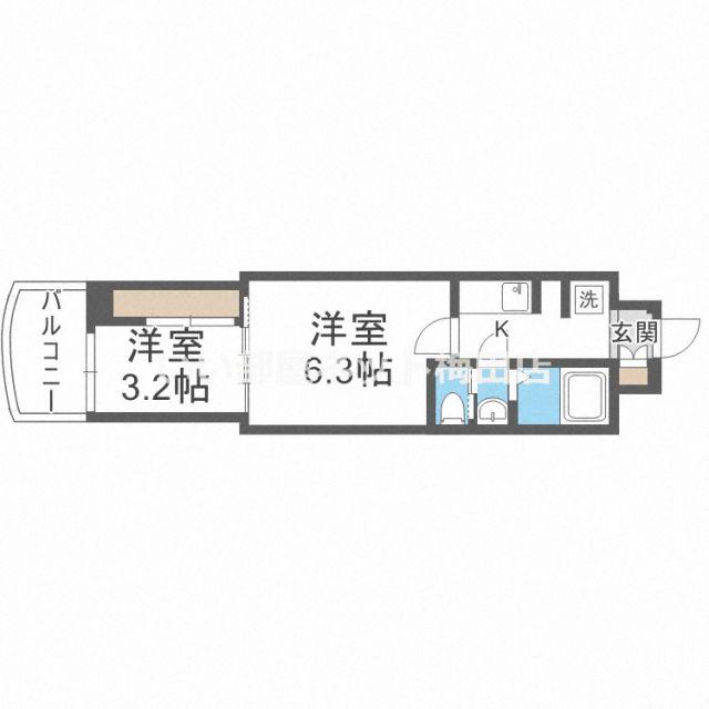セレニテ梅田ルフレ(2K/4階)の間取り写真