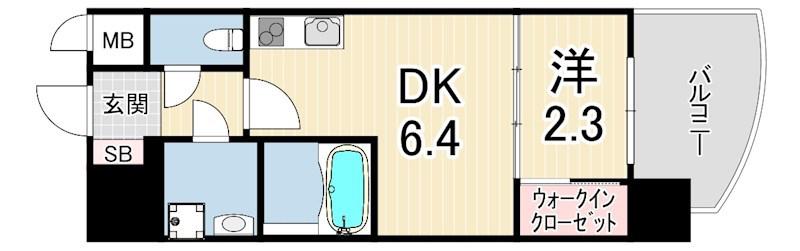 セレニテ神戸西アリエ(1DK/4階)の間取り写真
