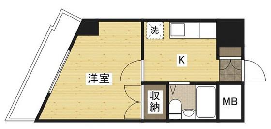 メゾンダイアナイン皆実(1K/6階)の間取り写真