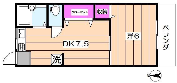 クレール・アサガヤ(1DK/2階)の間取り写真