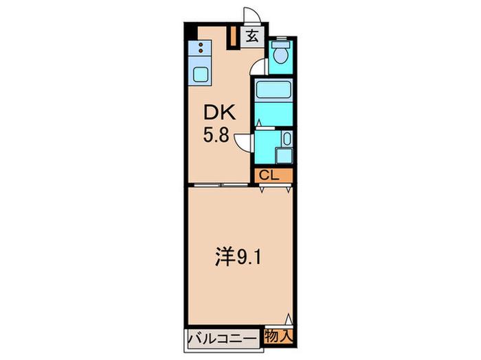 グレイス川西 北館(1DK/3階)の間取り写真