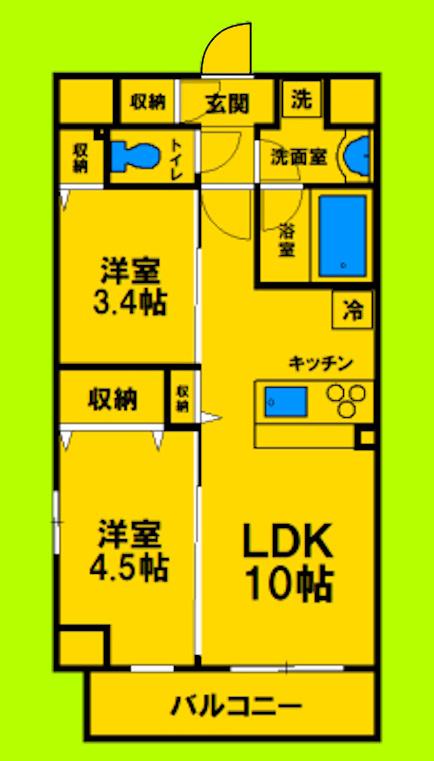スプランディッドIX(2LDK/8階)の間取り写真