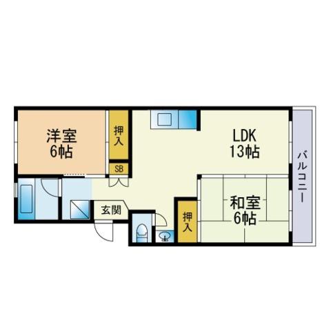 白石ビル(2LDK/3階)の間取り写真