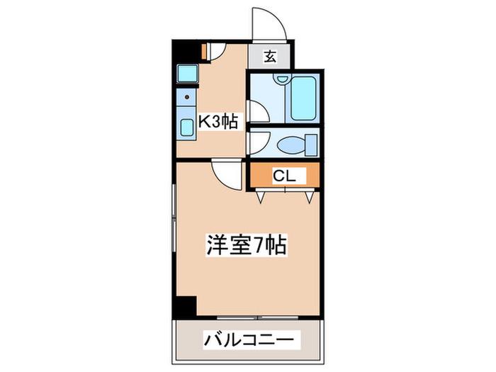 PERSIMMON・くるみ(1K/4階)の間取り写真