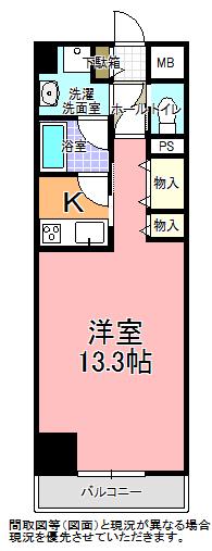 リバティ梅香(1K/4階)の間取り写真