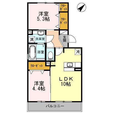 マナローザ(2LDK/2階)の間取り写真