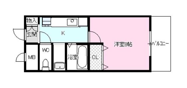 フラッハフェルト(1K/2階)の間取り写真
